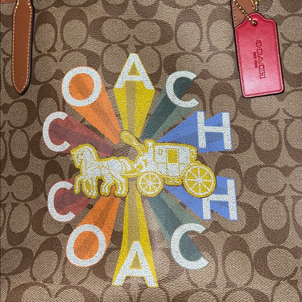 Pride Coach Signature City Tote and Slim Wallet Radial Rainbow Signature Canvas - Picture 3 of 13